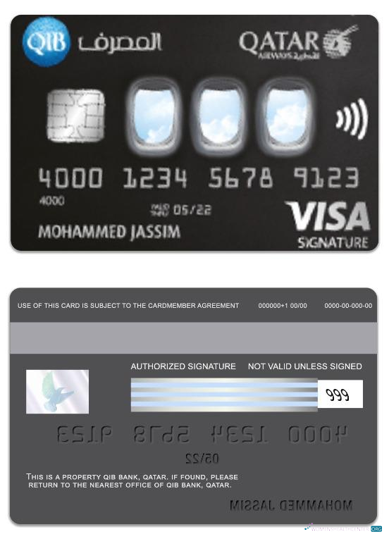 Premium Herunterladen Katar QIB Bank Katar Airways Co Branded Visa Signature Karte Photoshop Vorlage