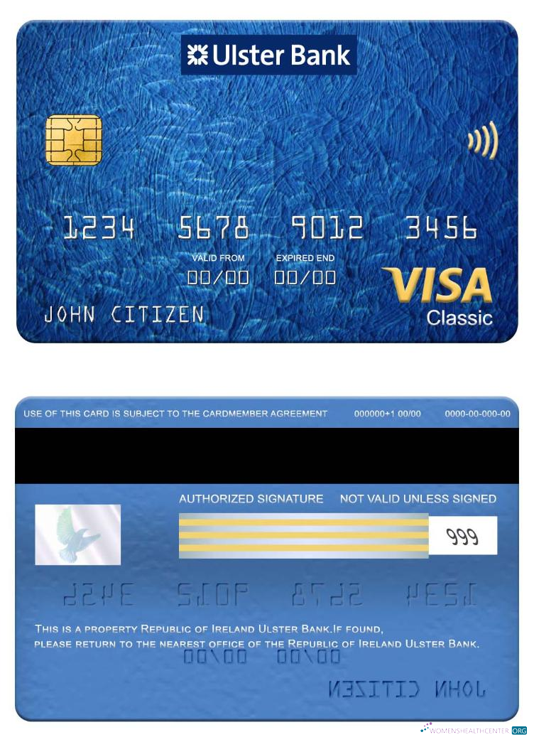 Professionelle Herunterladen Republik von Irland Ulster Bank Visa Classic Karte Photoshop Vorlage