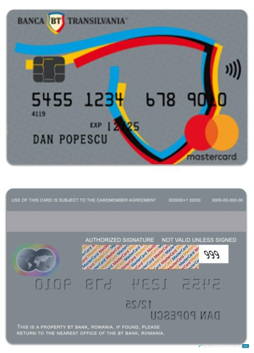 Professionelle Herunterladen Rumänien BT Bank Mondo Mastercard Photoshop Vorlage