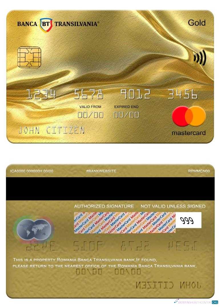 Editierbare Herunterladen Rumänien Banca Transilvania Bank Mastercard Gold Photoshop Vorlage