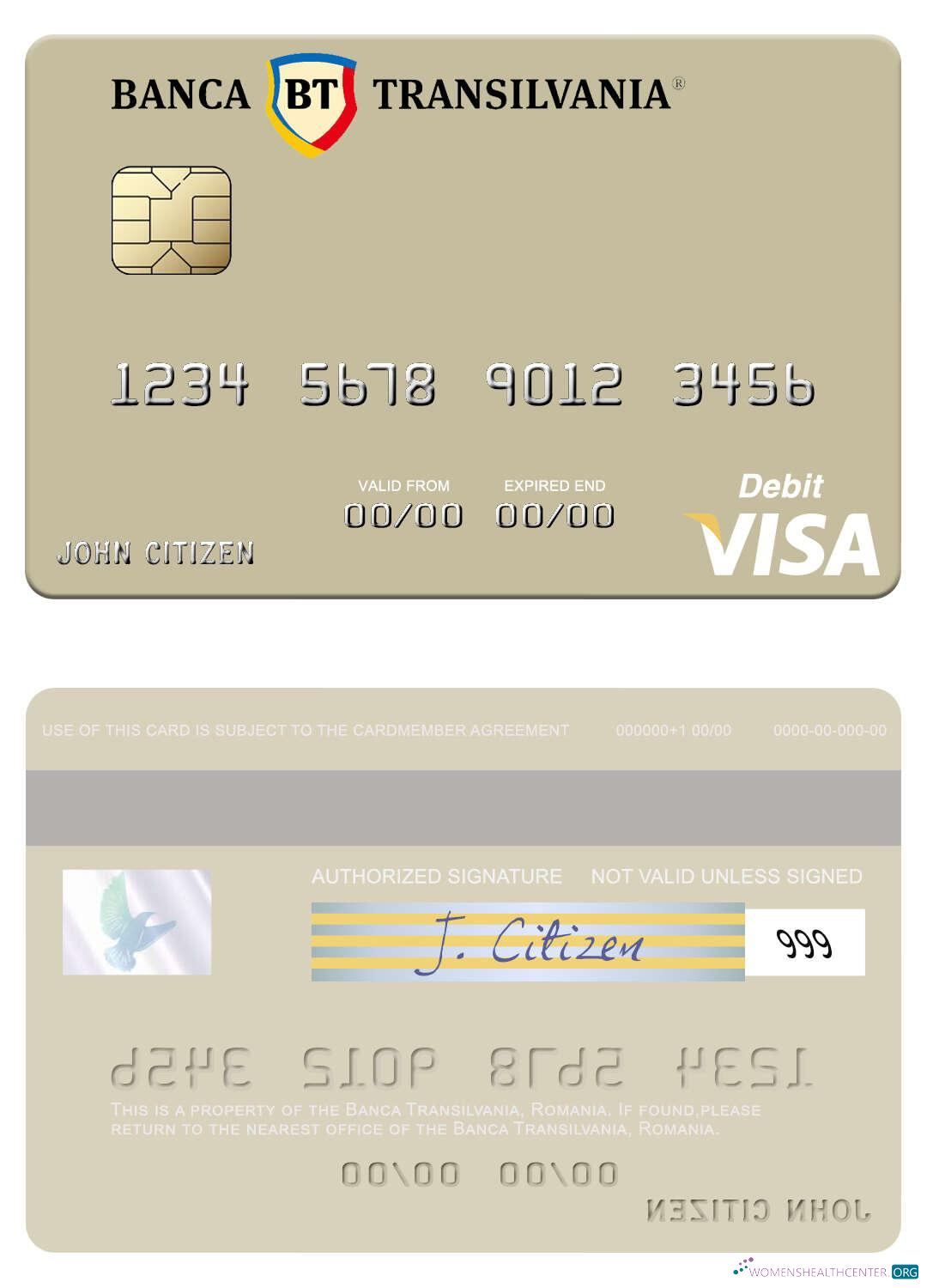 Hochwertige Herunterladen Rumänien Banca Transilvania Visa Debit Karte Photoshop Vorlage
