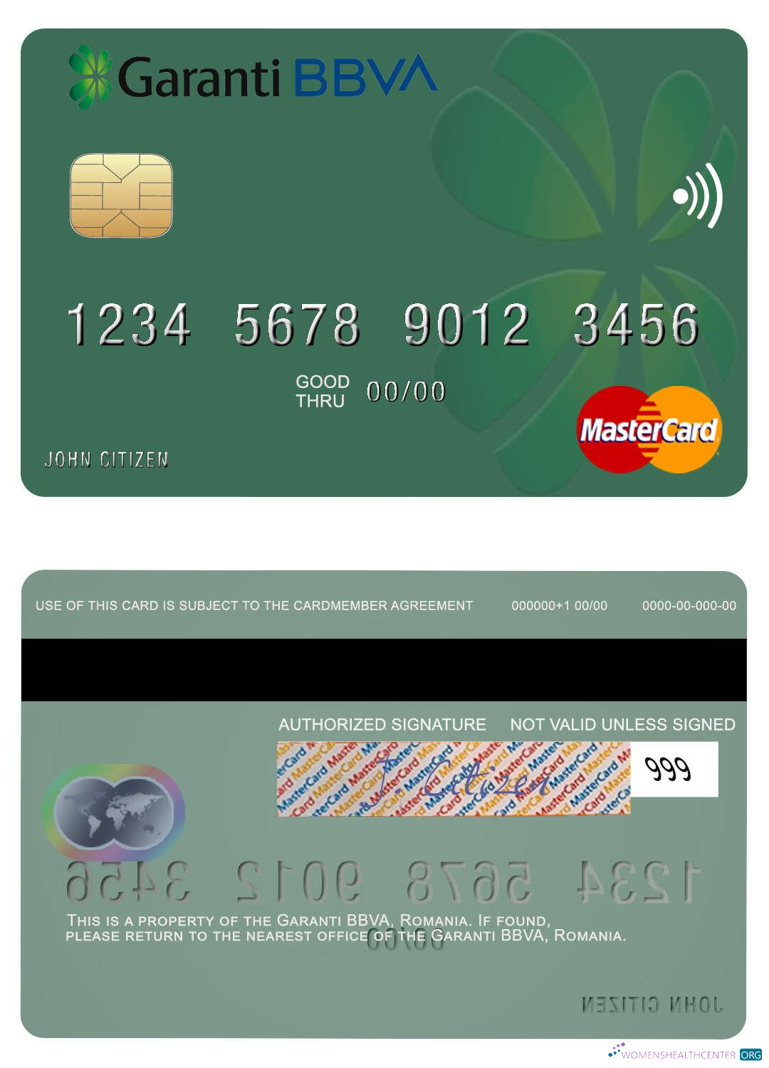 Hochwertige Herunterladen Rumänien Garanti BBVA Mastercard Photoshop Vorlage