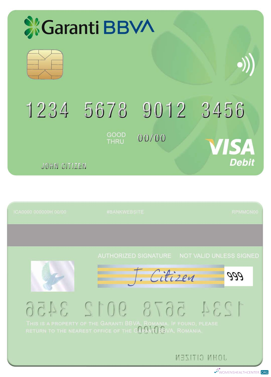 Premium Herunterladen Rumänien Garanti BBVA Visa Debit Karte Photoshop Vorlage