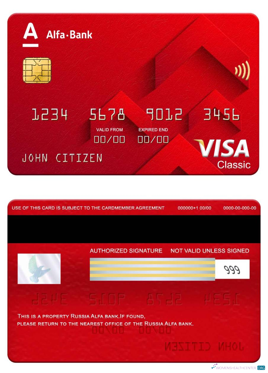 Editierbare Herunterladen Russland Alfa Bank Visa Classic Karte Photoshop Vorlage