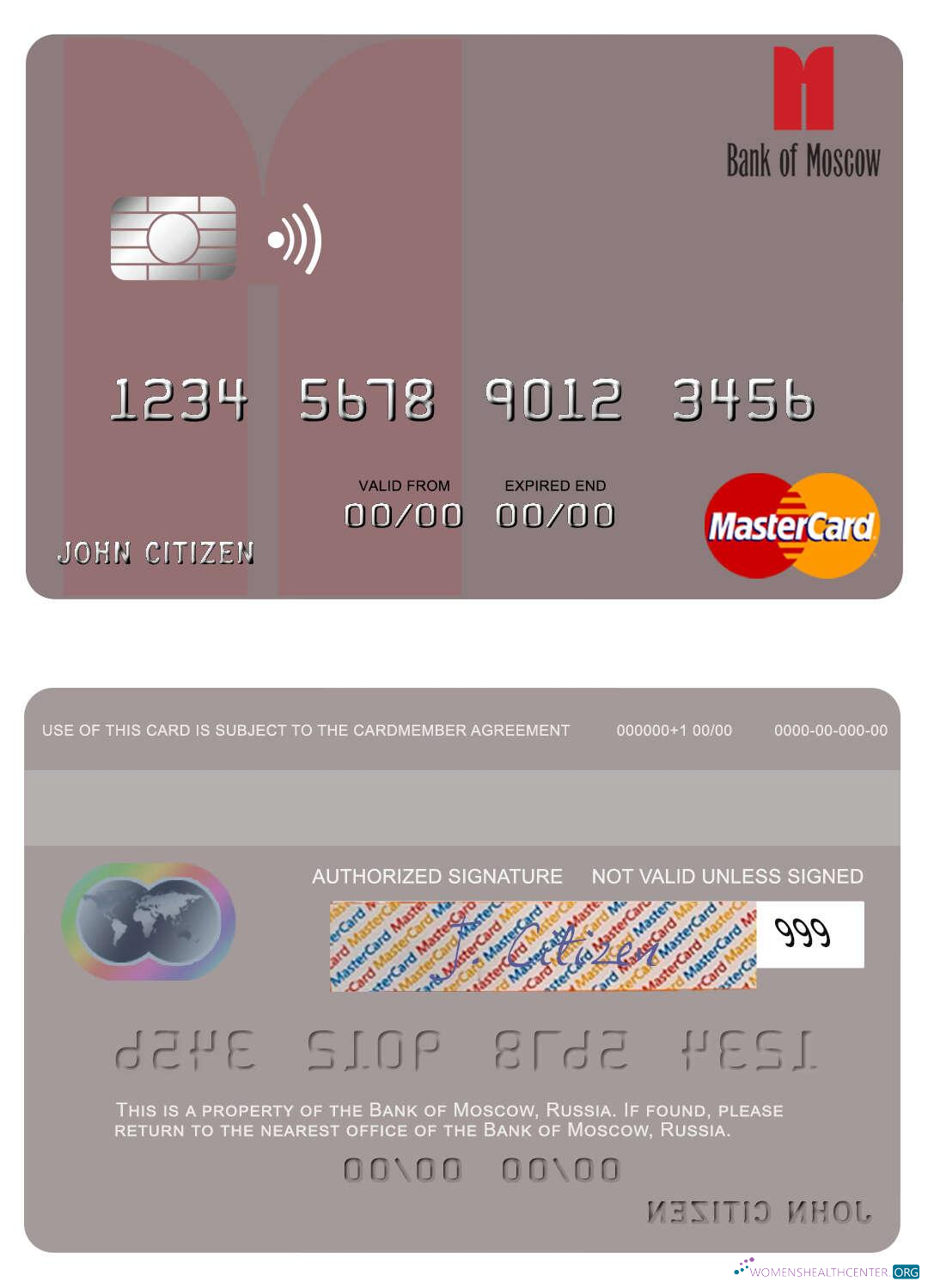 Realistische Herunterladen Russland Bank von Moscow Mastercard Photoshop Vorlage