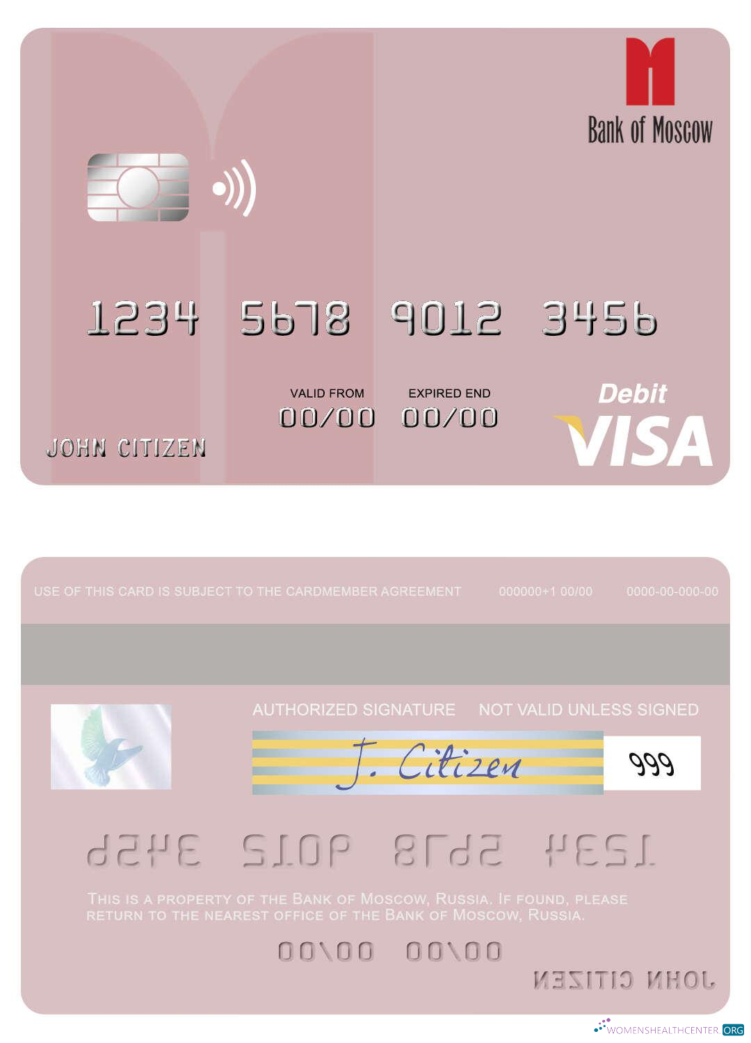Premium Herunterladen Russland Bank von Moscow Visa Debit Karte Photoshop Vorlage