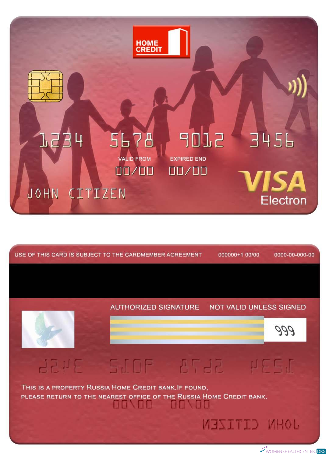 Editierbare Herunterladen Russland Home Kredit Bank Visa Electron Karte Photoshop Vorlage