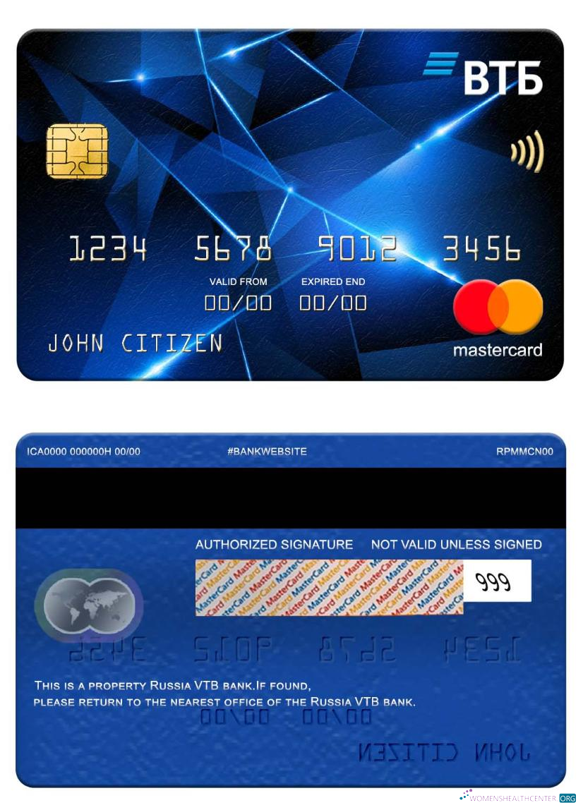 Editierbare Herunterladen Russland VTB Bank Mastercard Photoshop Vorlage
