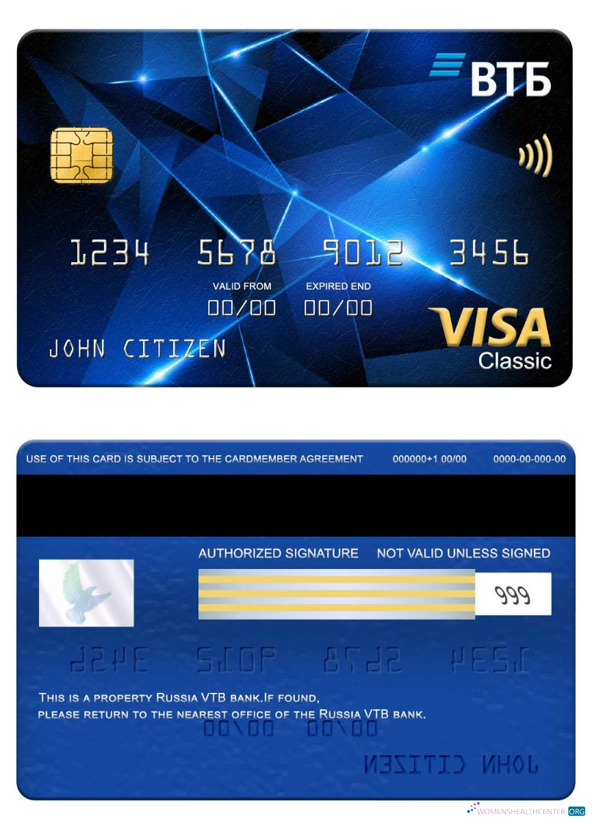 Realistische Herunterladen Russland VTB Bank Visa Classic Karte Photoshop Vorlage
