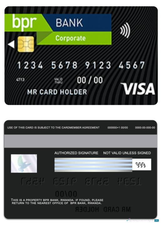 Realistische Herunterladen Ruanda BPR Bank Firmen Visa Karte Photoshop Vorlage