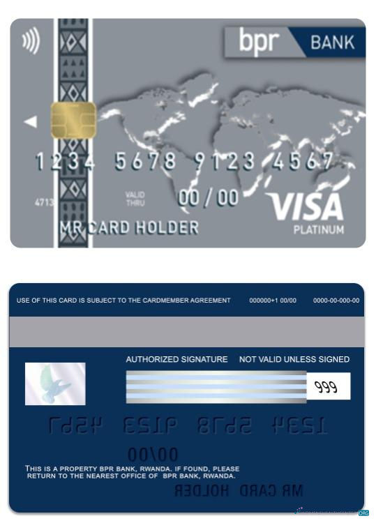 Hochwertige Herunterladen Ruanda BPR Bank Visa Platin Karte Photoshop Vorlage