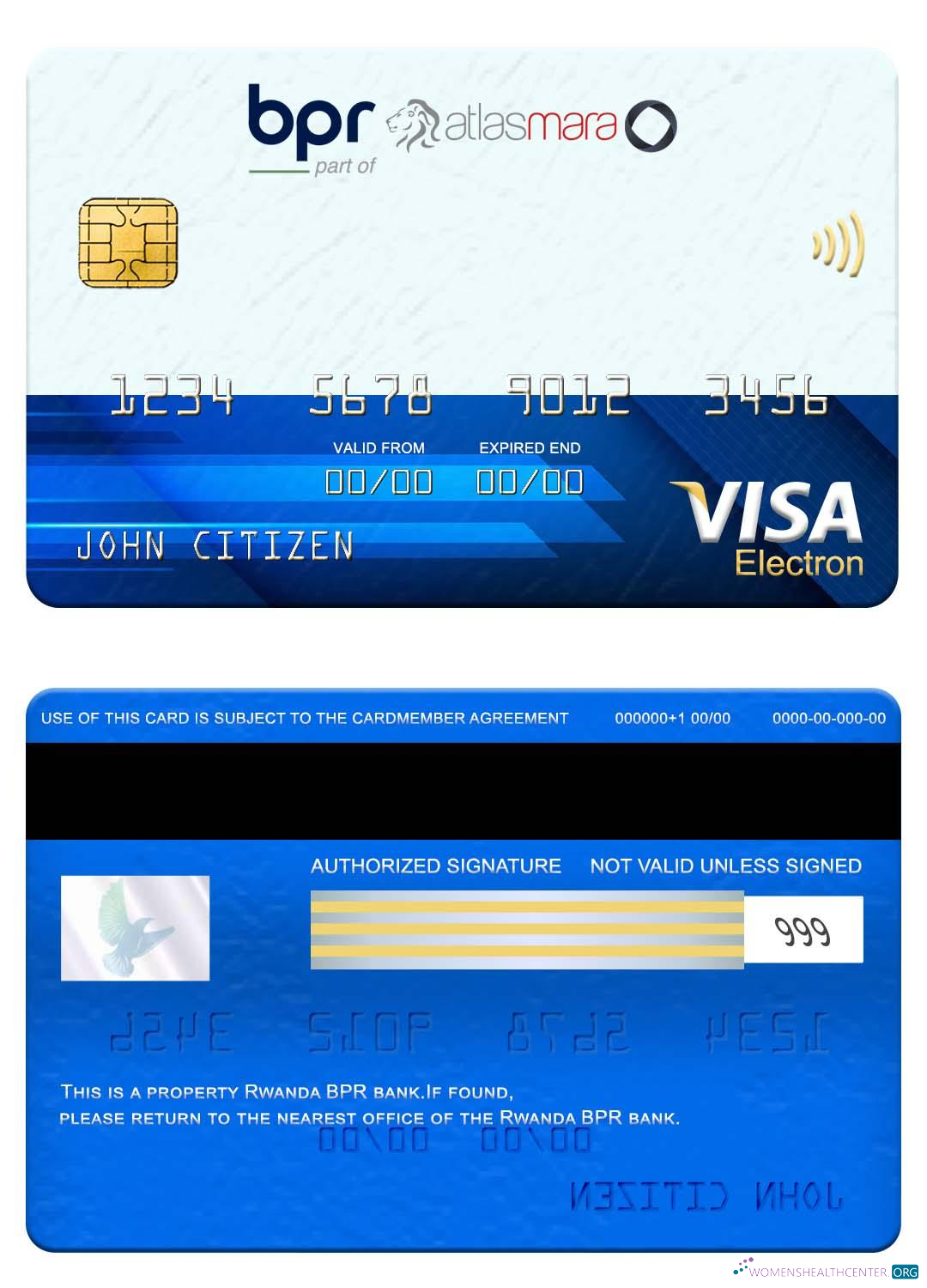 Premium Herunterladen Ruanda BPR Bank Visa Electron Karte Photoshop Vorlage