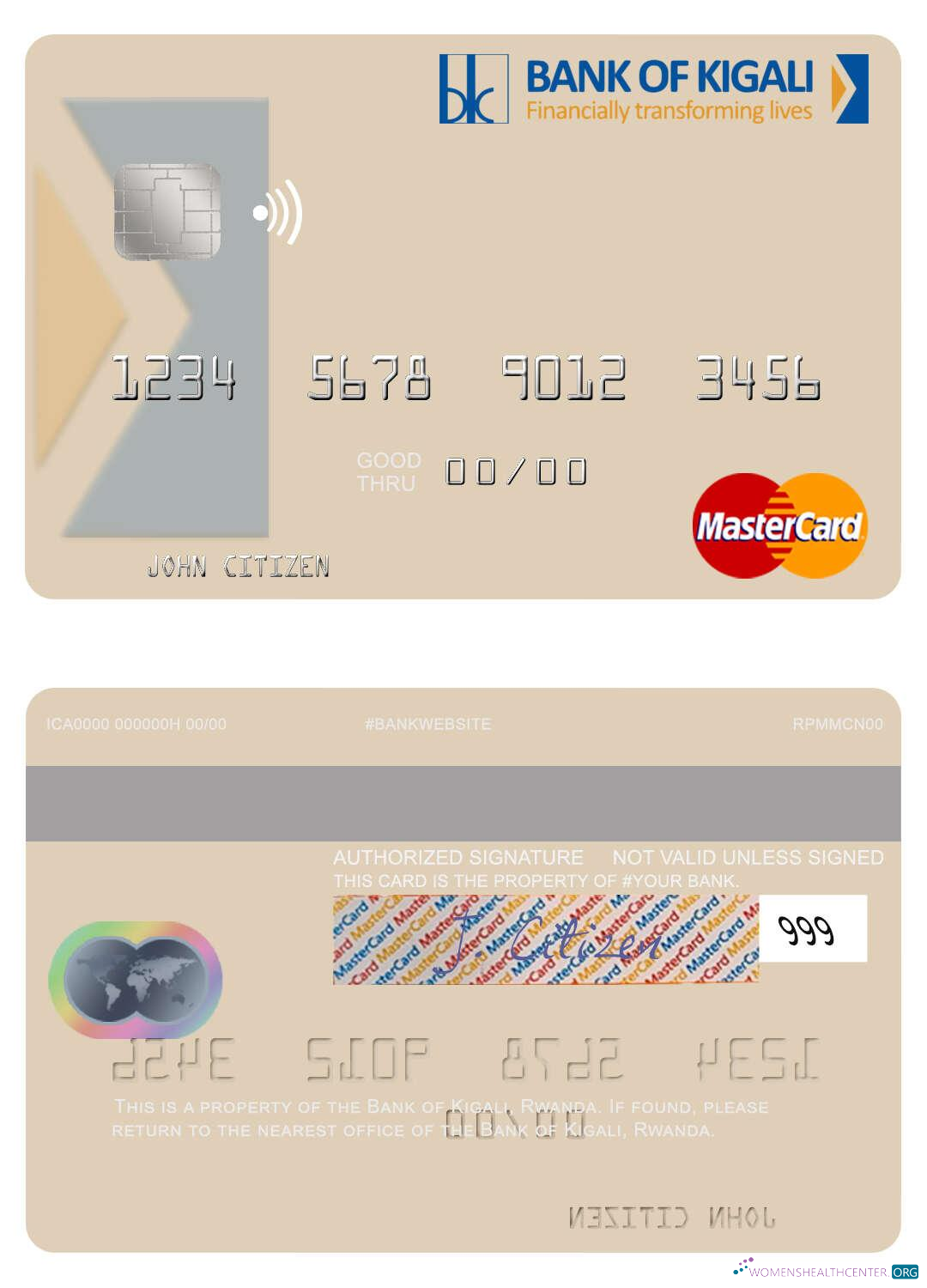 Hochwertige Herunterladen Ruanda Bank von Kigali Mastercard Photoshop Vorlage