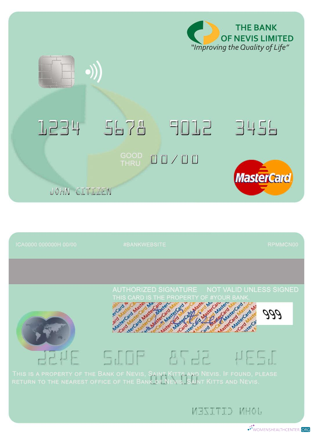 Realistische Herunterladen Saint Kitts und Nevis Bank von Nevis Mastercard Photoshop Vorlage
