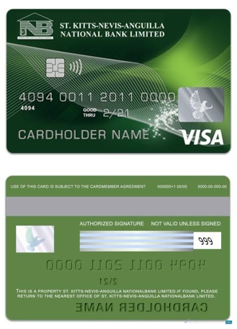Editierbare Herunterladen Saint Kitts und Nevis National Bank GmbH Visa Debit Karte Photoshop Vorlage