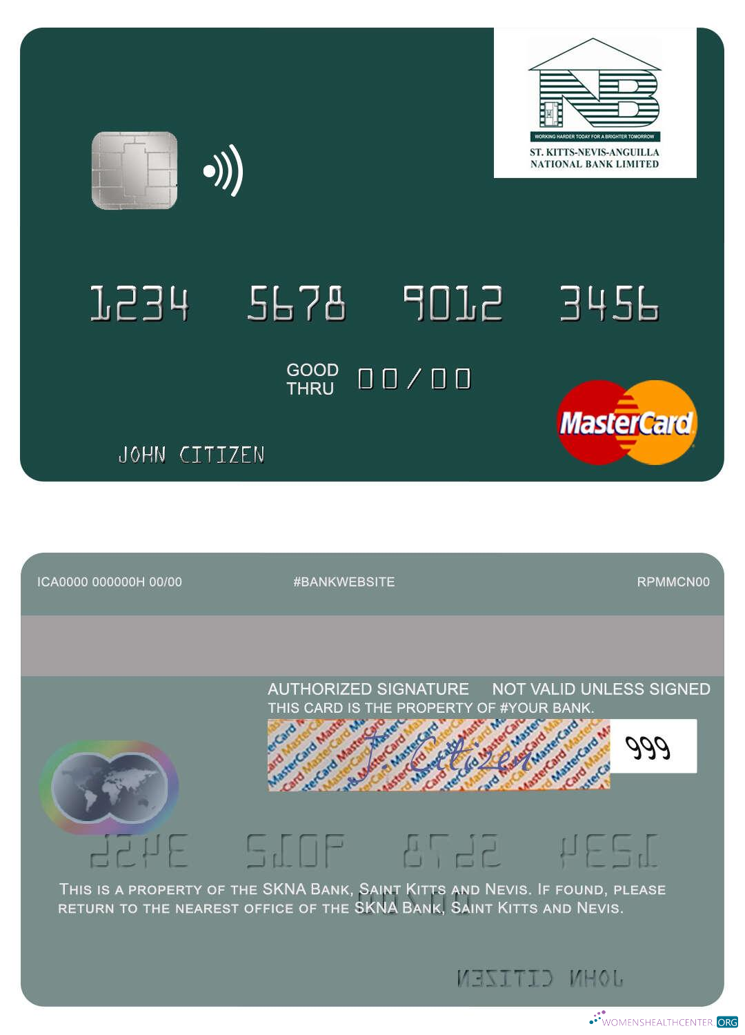 Editierbare Herunterladen Saint Kitts und Nevis SKNA Bank Mastercard Photoshop Vorlage