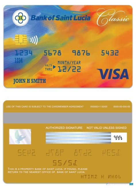 Hochwertige Herunterladen Saint Lucia Bank von Saint Lucia Visa Classic Karte Photoshop Vorlage
