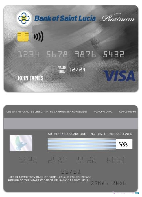 Professionelle Herunterladen Saint Lucia Bank von Saint Lucia Visa Platin Karte Photoshop Vorlage
