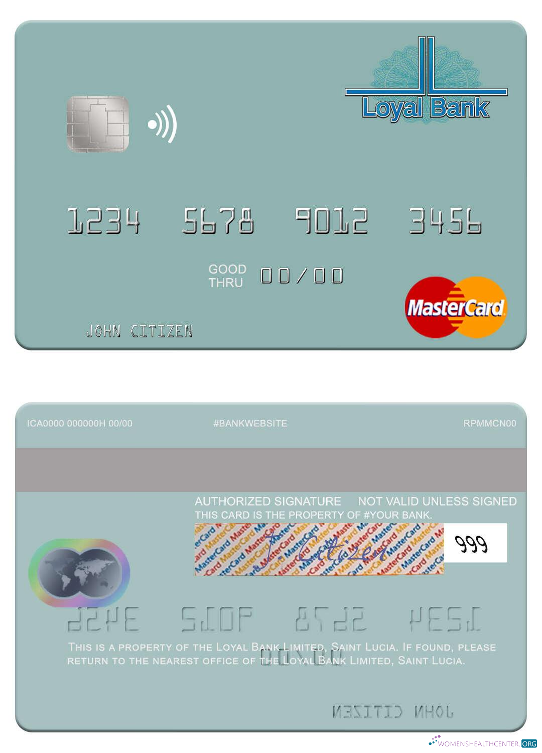 Professionelle Herunterladen Saint Lucia Loyal Bank GmbH Mastercard Photoshop Vorlage