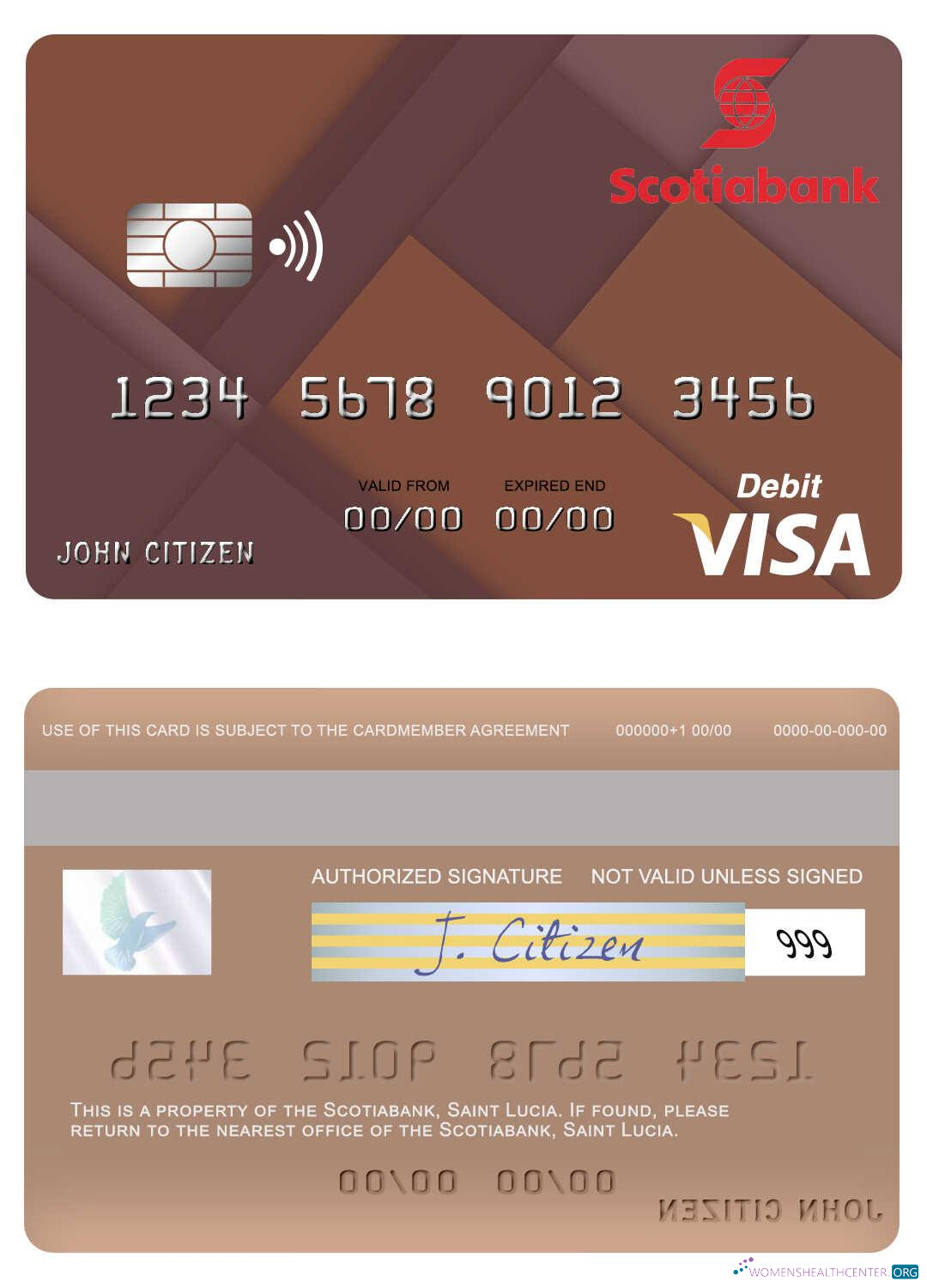 Professionelle Herunterladen Saint Lucia Scotiabank Visa Debit Karte Photoshop Vorlage