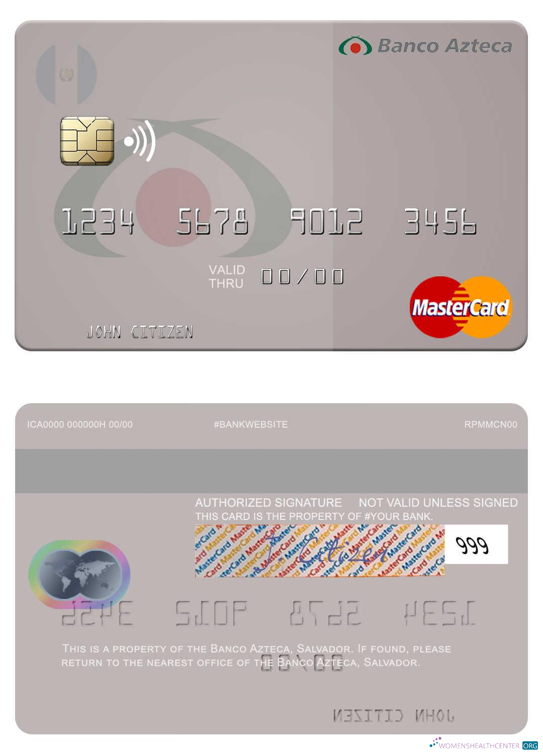 Hochwertige Herunterladen Salvador Banco Azteca Mastercard Photoshop Vorlage