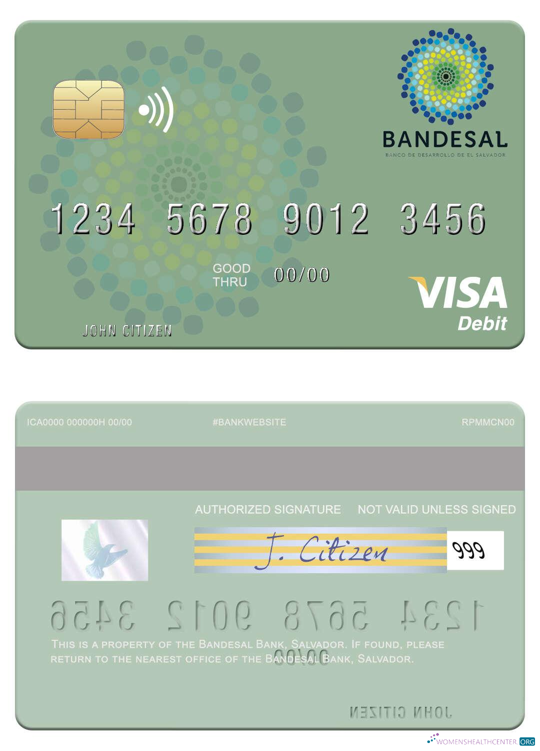 Professionelle Herunterladen Salvador Bandesal Bank Visa Debit Karte Photoshop Vorlage
