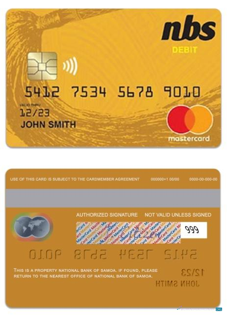 Hochwertige Herunterladen Samoa National Bank von Samoa Debit Mastercard Photoshop Vorlage