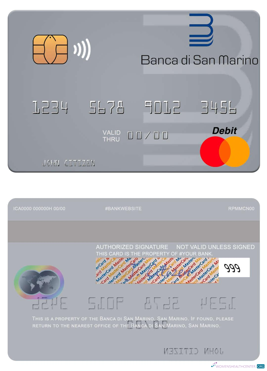 Realistische Herunterladen San Marino Banca Di San Marino Mastercard Photoshop Vorlage
