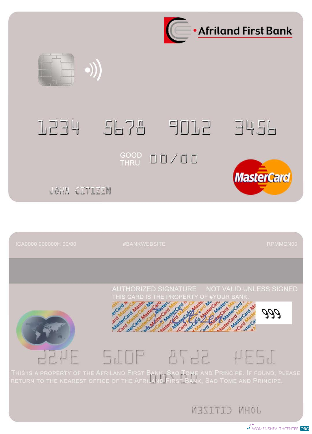 Editierbare Herunterladen Sao Tome und Principe Afriland Erste Bank Mastercard Photoshop Vorlage