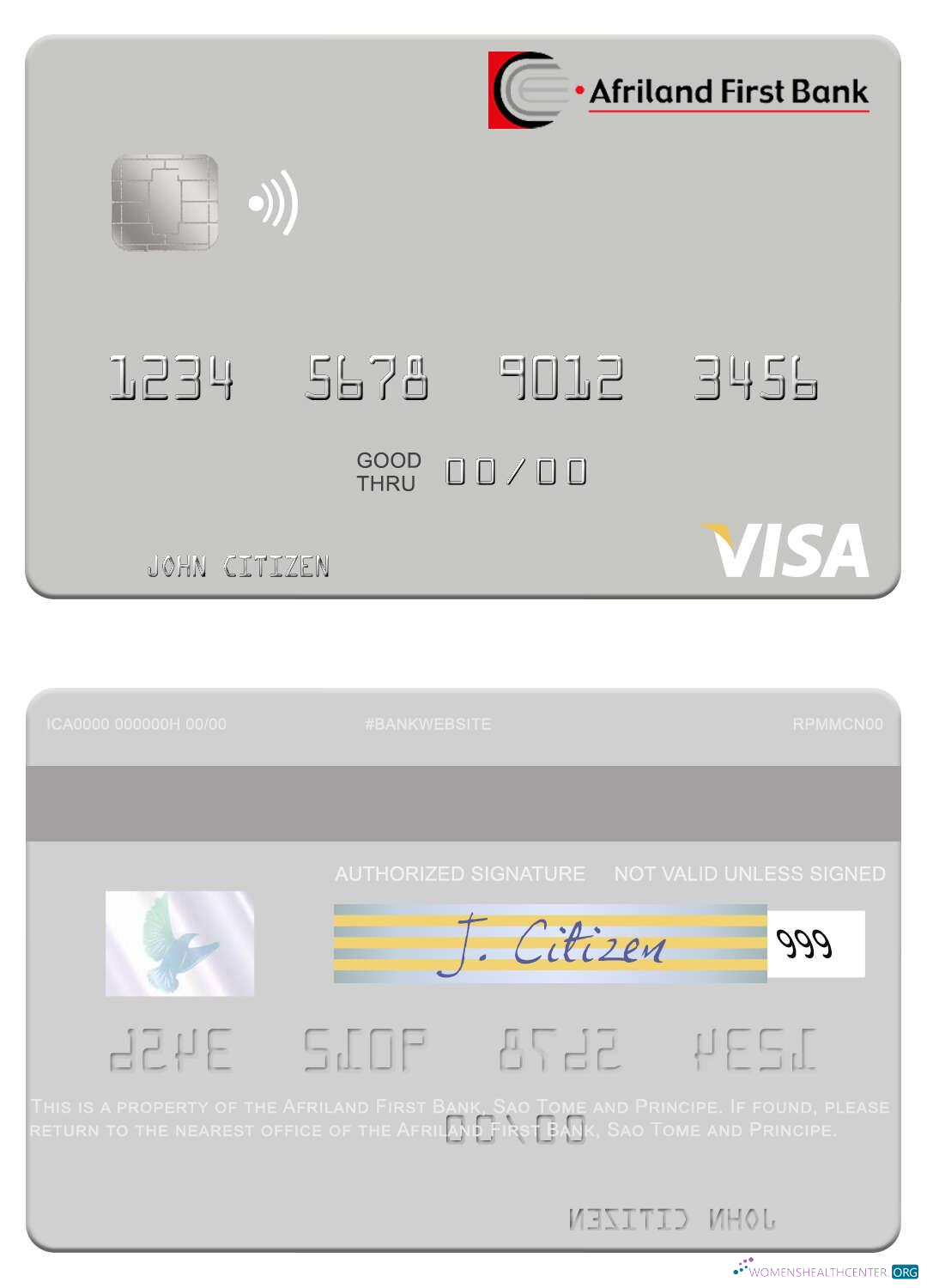 Editierbare Herunterladen Sao Tome und Principe Afriland Erste Bank Visa Debit Karte Photoshop Vorlage