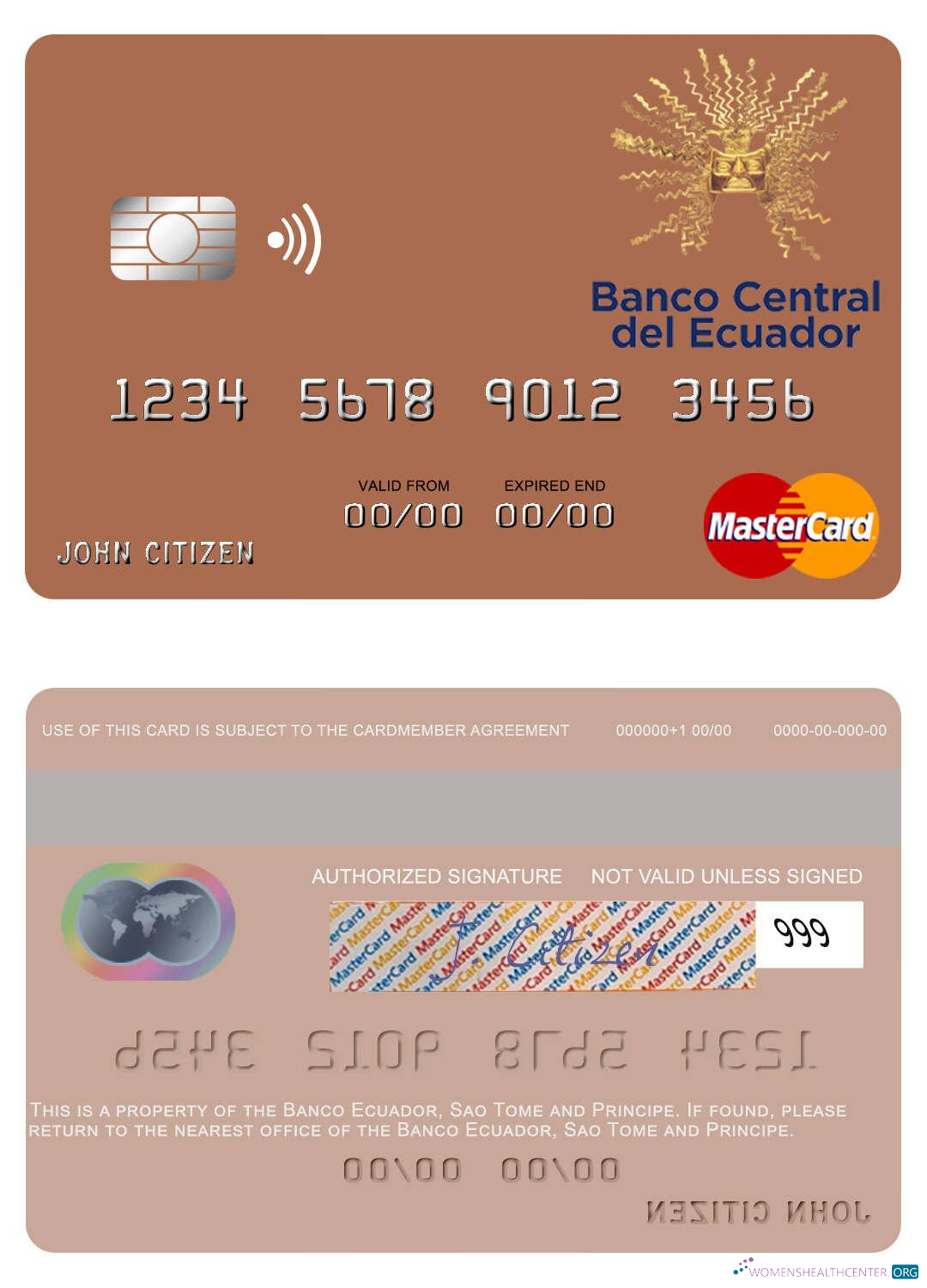 Hochwertige Herunterladen Sao Tome und Principe Banco Ecuador Mastercard Photoshop Vorlage