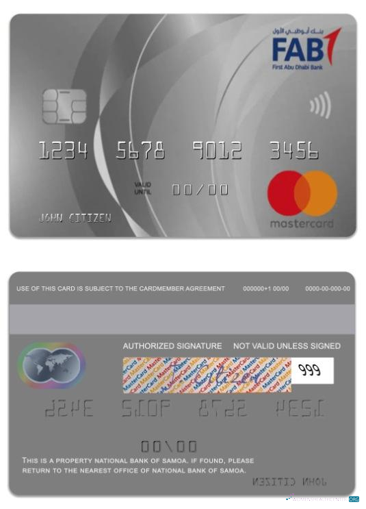 Realistische Herunterladen Saudi Arabi Fisrt Abu Dabi Bank Platin World Kredit Mastercard Photoshop Vorlage