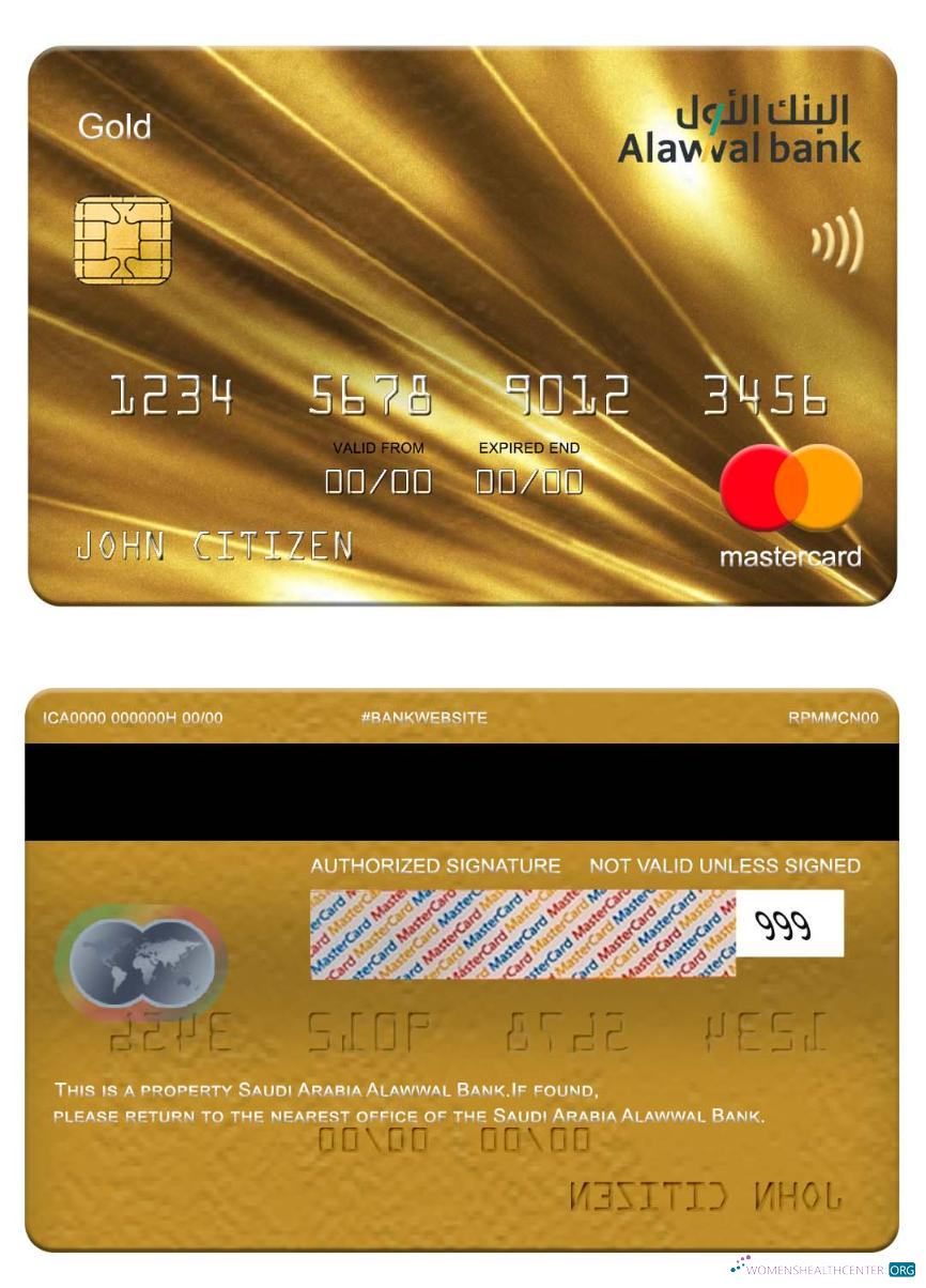 Editierbare Herunterladen Saudi-Arabien Alawwal Bank Mastercard Gold Photoshop Vorlage
