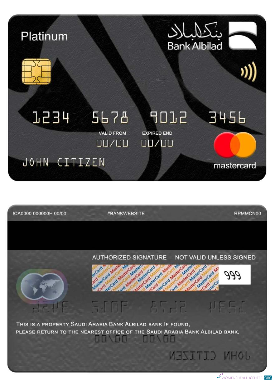 Realistische Herunterladen Saudi-Arabien Bank Albilad Bank Platin Mastercard Photoshop Vorlage