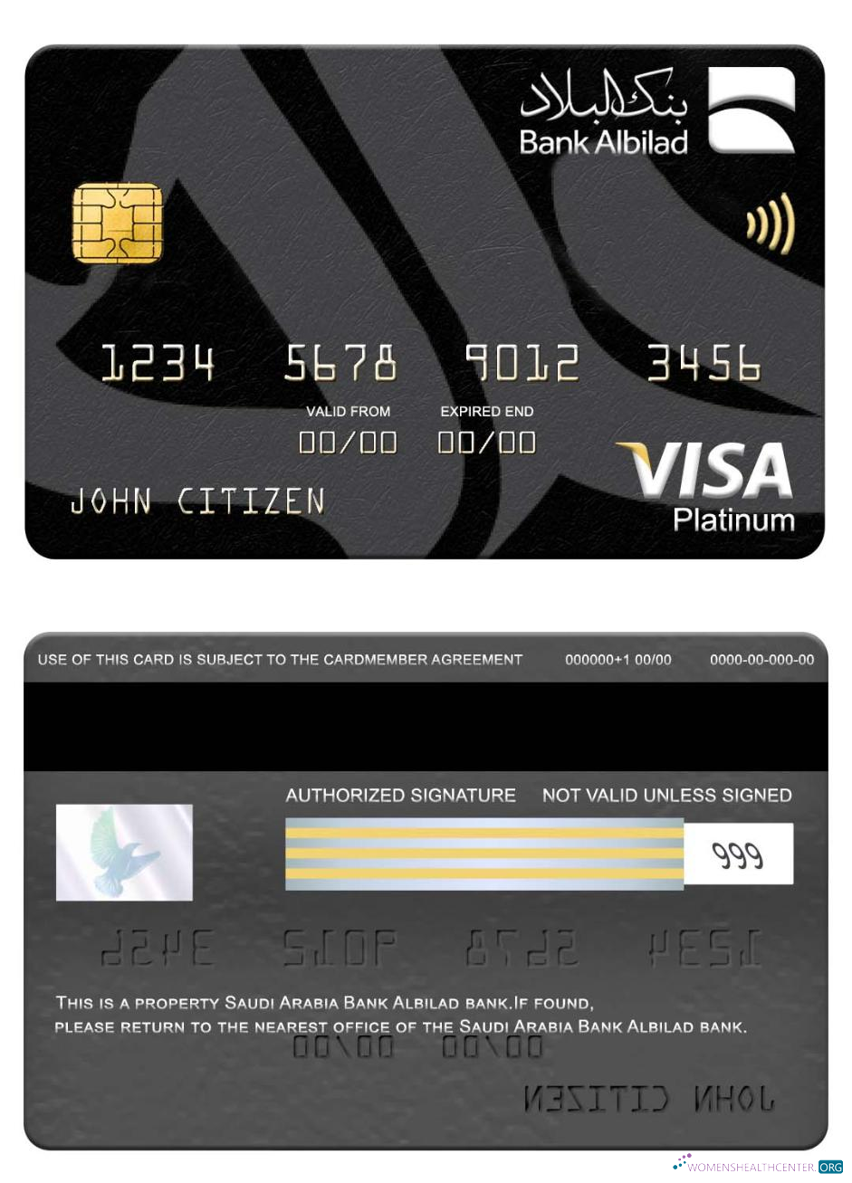 Premium Herunterladen Saudi-Arabien Bank Albilad Bank Visa Platin Karte Photoshop Vorlage