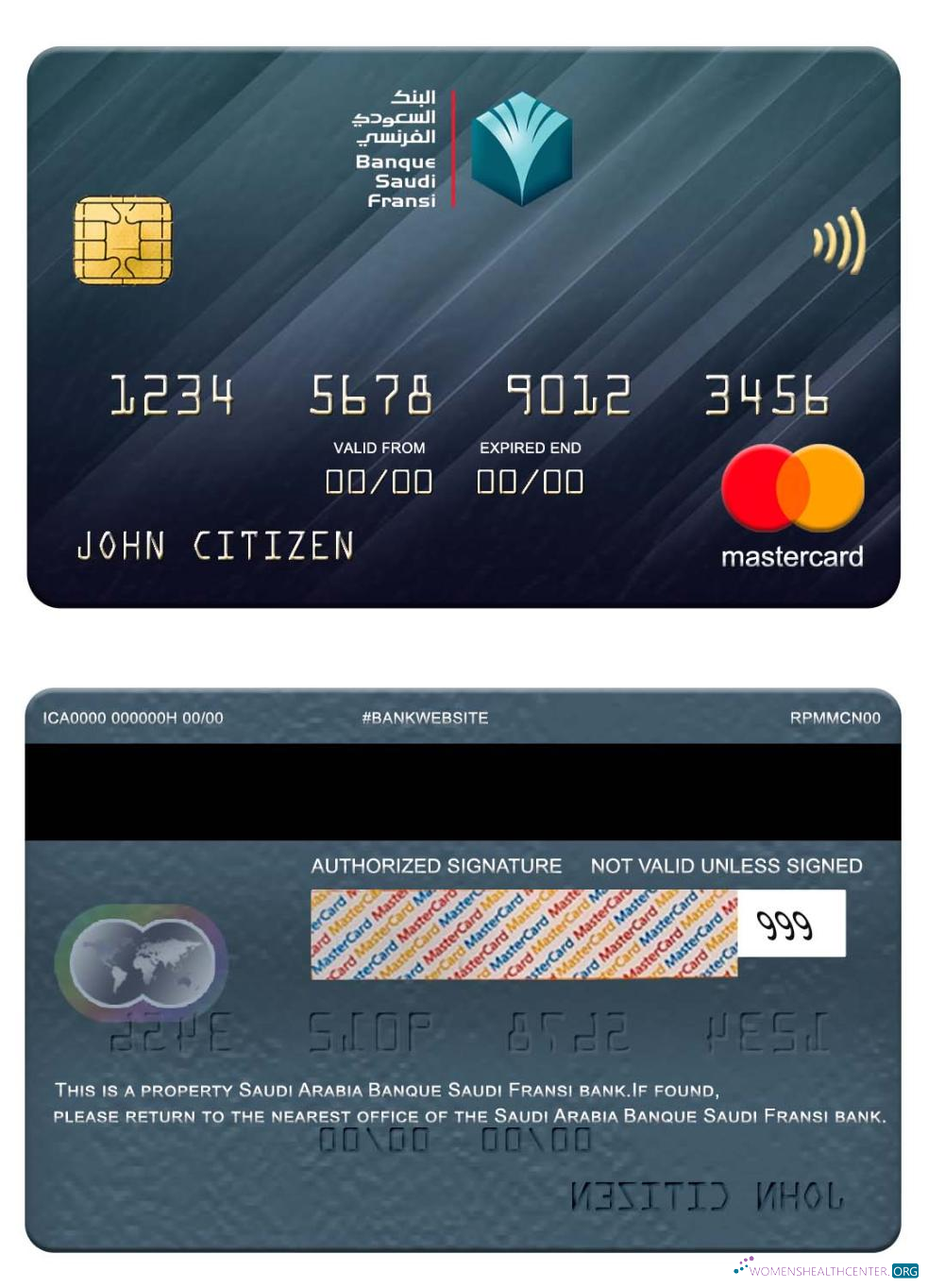 Editierbare Herunterladen Saudi-Arabien Banque Saudi Fransi Bank Mastercard Photoshop Vorlage