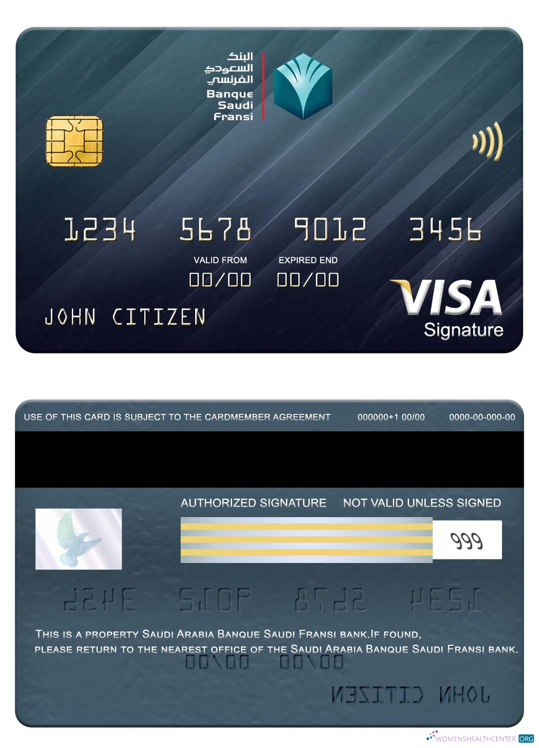 Premium Herunterladen Saudi-Arabien Banque Saudi Fransi Bank Visa Signature Karte Photoshop Vorlage