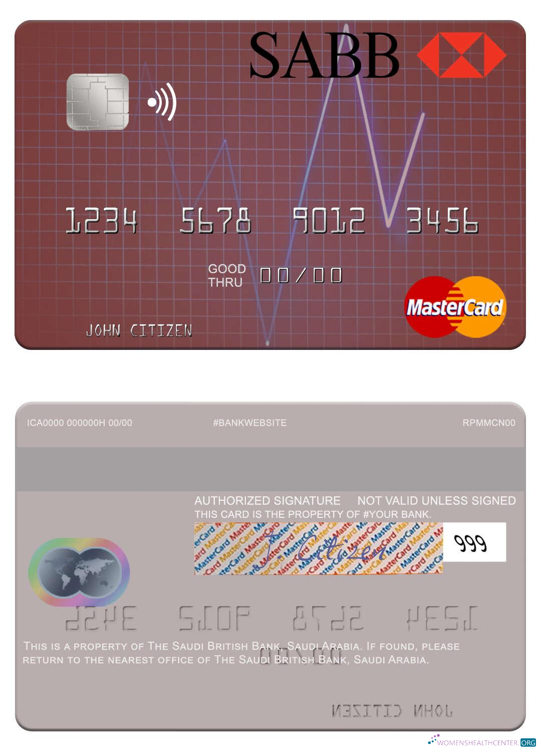Professionelle Herunterladen Saudi-Arabien The Saudi British Bank Mastercard Photoshop Vorlage
