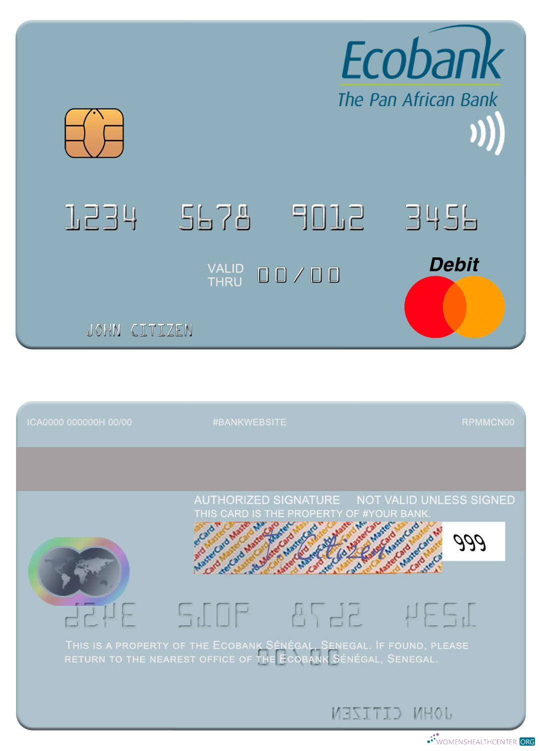 Editierbare Herunterladen Senegal Ecobank Sénégal Mastercard Photoshop Vorlage