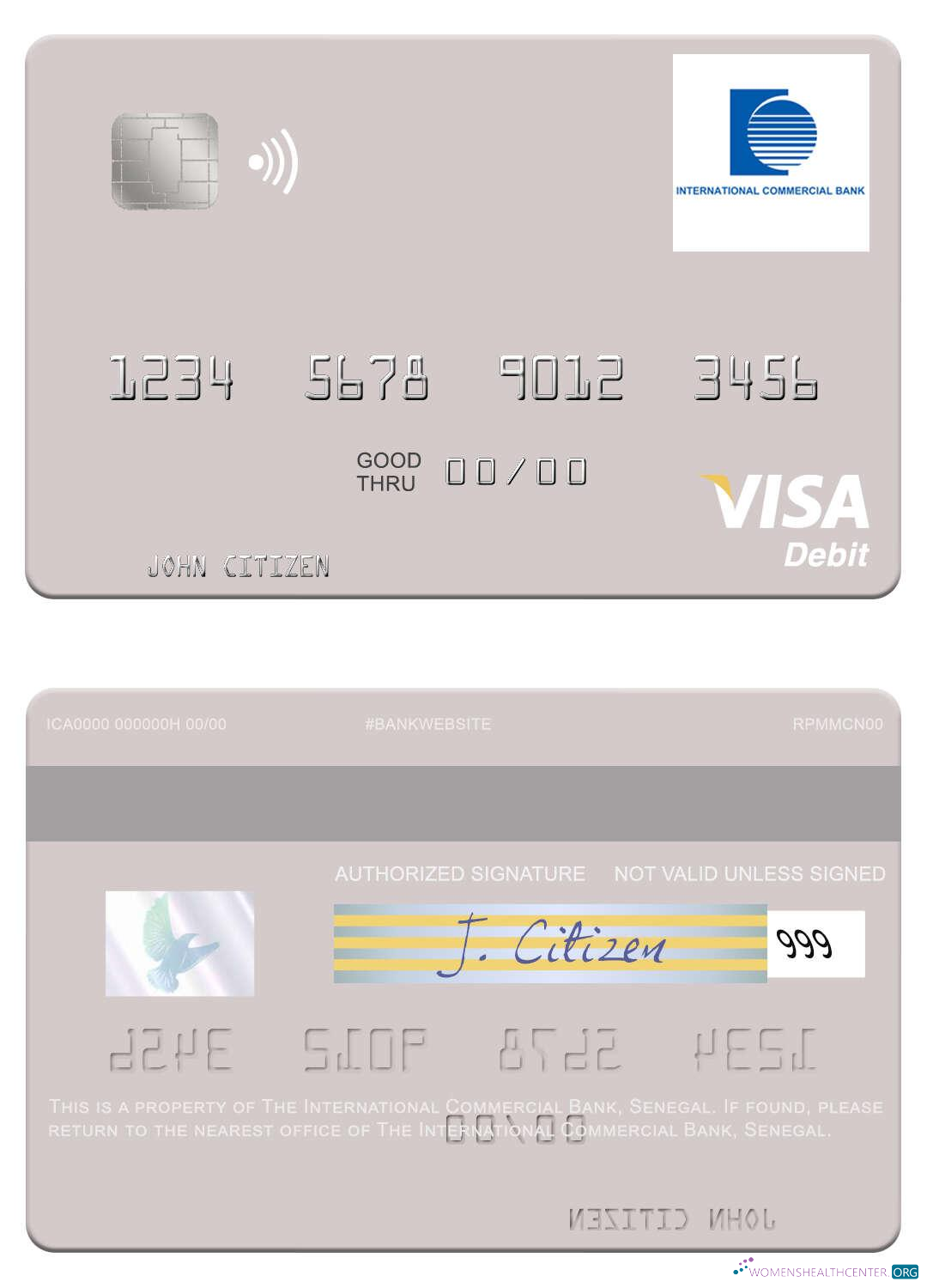 Premium Herunterladen Senegal The International Kommerziell Bank Visa Debit Karte Photoshop Vorlage