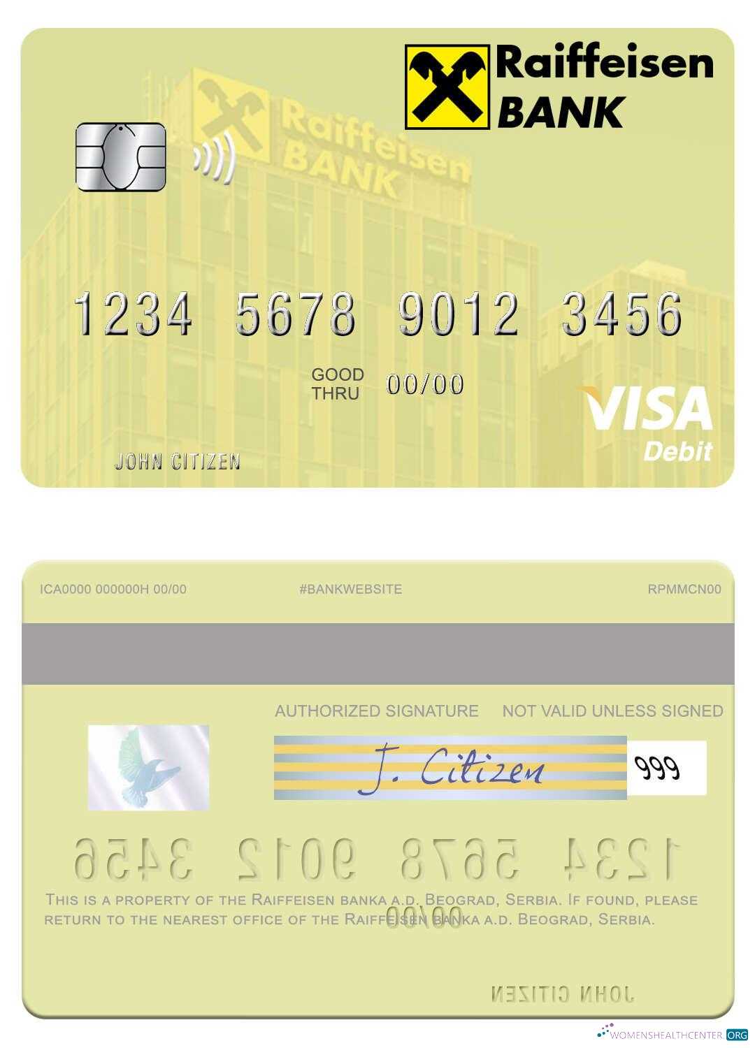 Realistische Herunterladen Serbien Raiffeisen Banka A.d. Beograd Visa Debit Karte Photoshop Vorlage