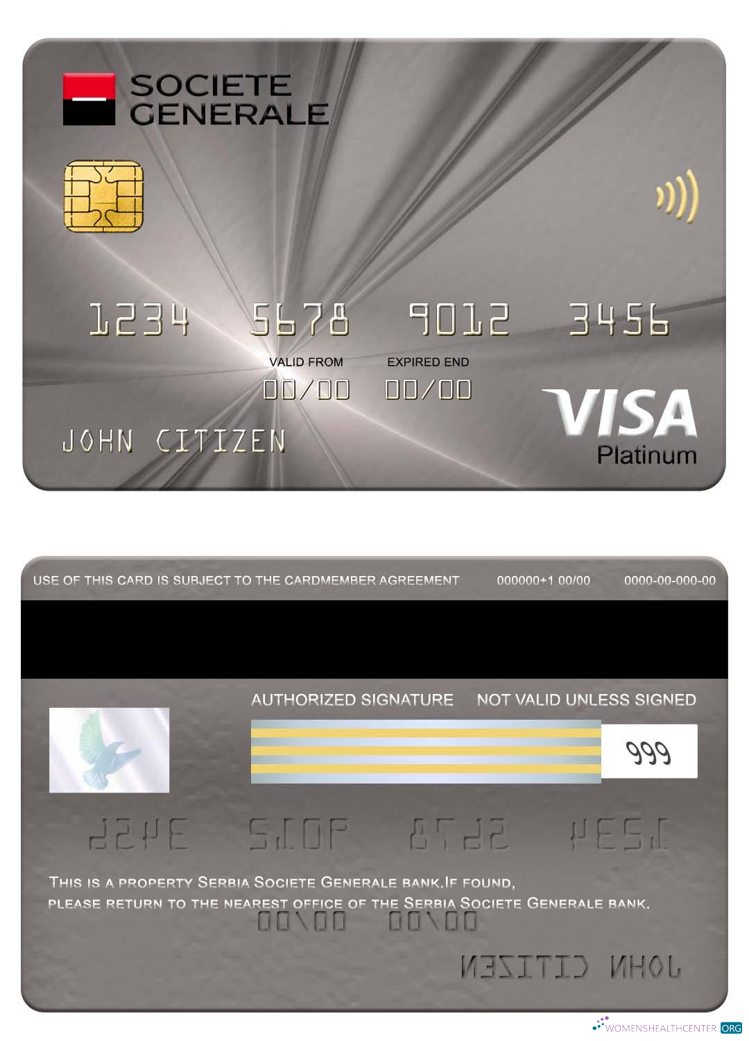Hochwertige Herunterladen Serbien Societe Generale Bank Visa Platin Karte Photoshop Vorlage