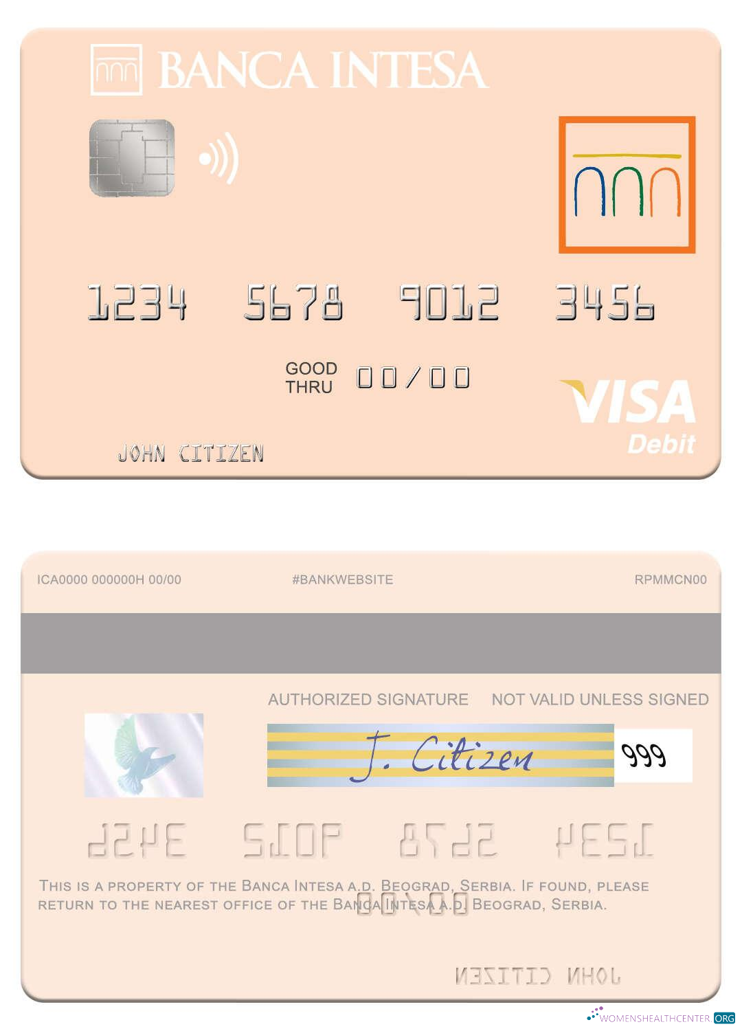 Realistische Herunterladen Serbien The Banca Intesa A.d. Beograd Visa Debit Karte Photoshop Vorlage