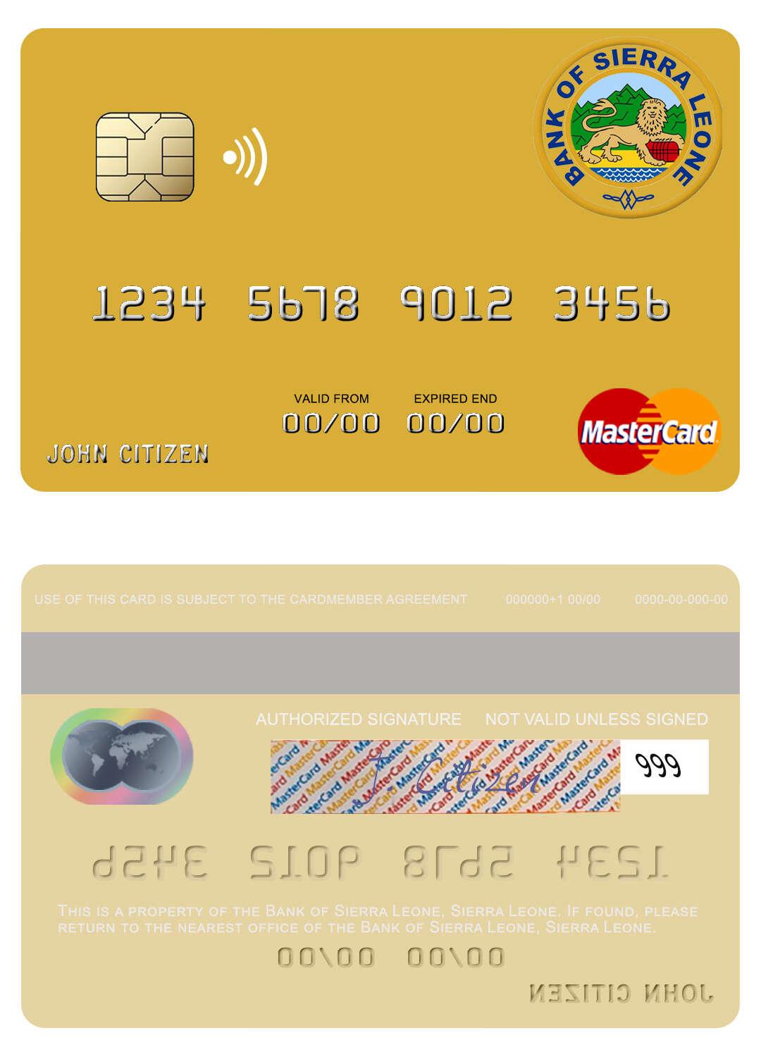 Realistische Herunterladen Sierra Leone Bank von Sierra Leone Mastercard Photoshop Vorlage