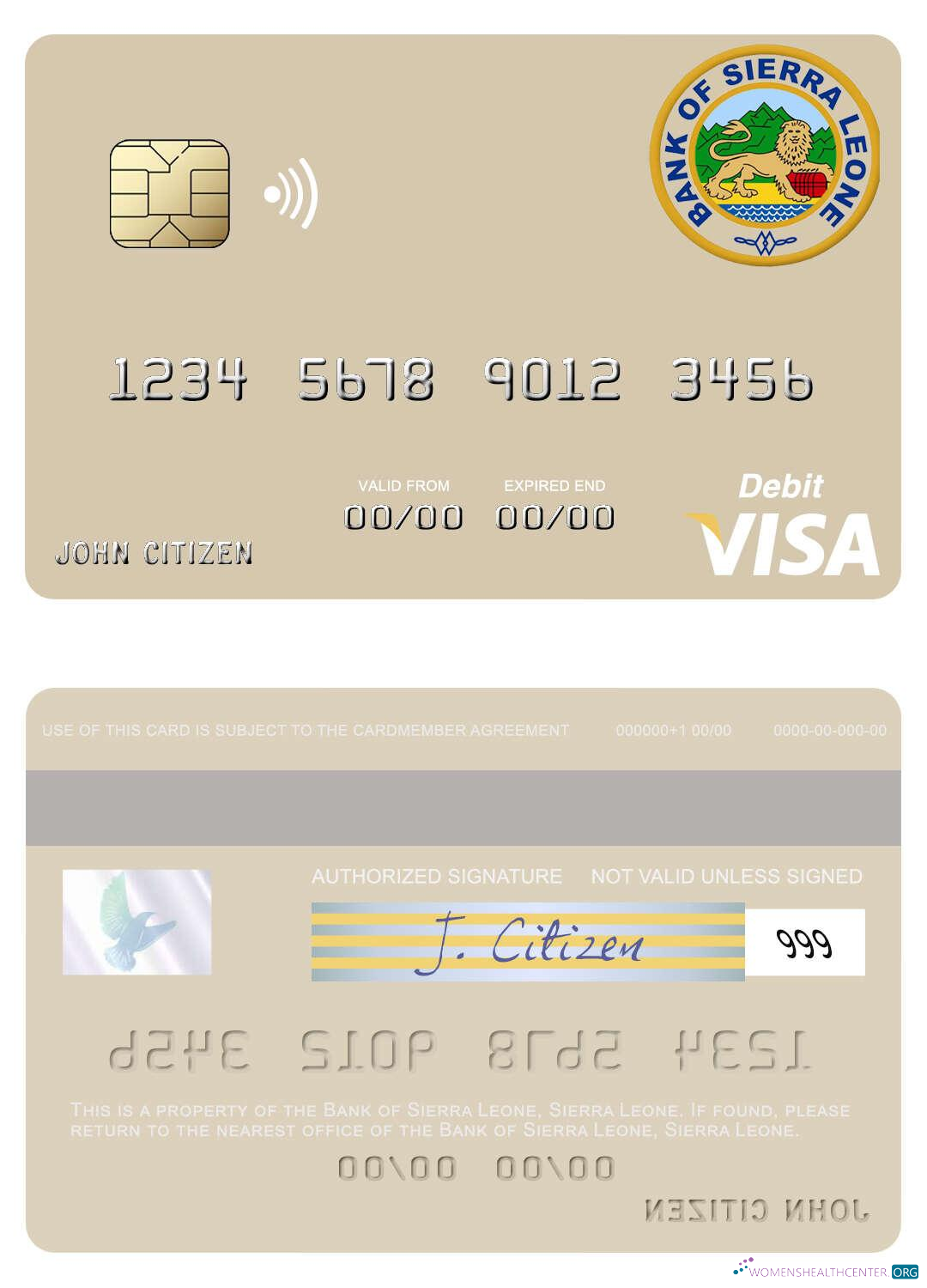 Hochwertige Herunterladen Sierra Leone Bank von Sierra Leone Visa Debit Karte Photoshop Vorlage