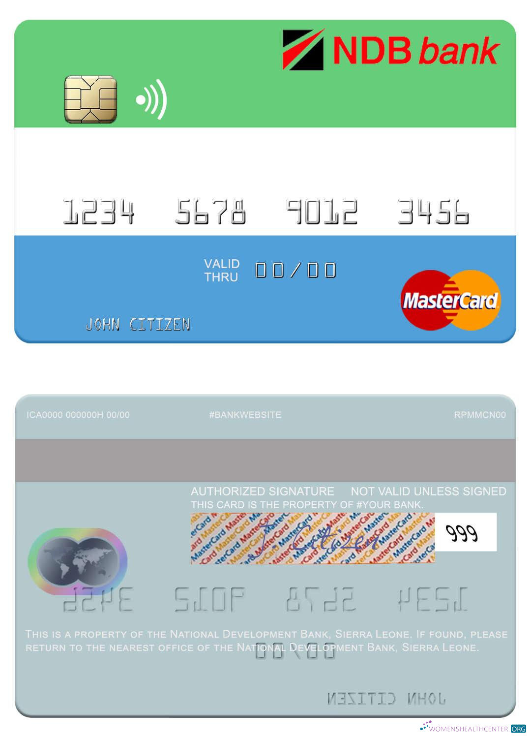 Professionelle Herunterladen Sierra Leone National Entwicklung Bank Mastercard Photoshop Vorlage