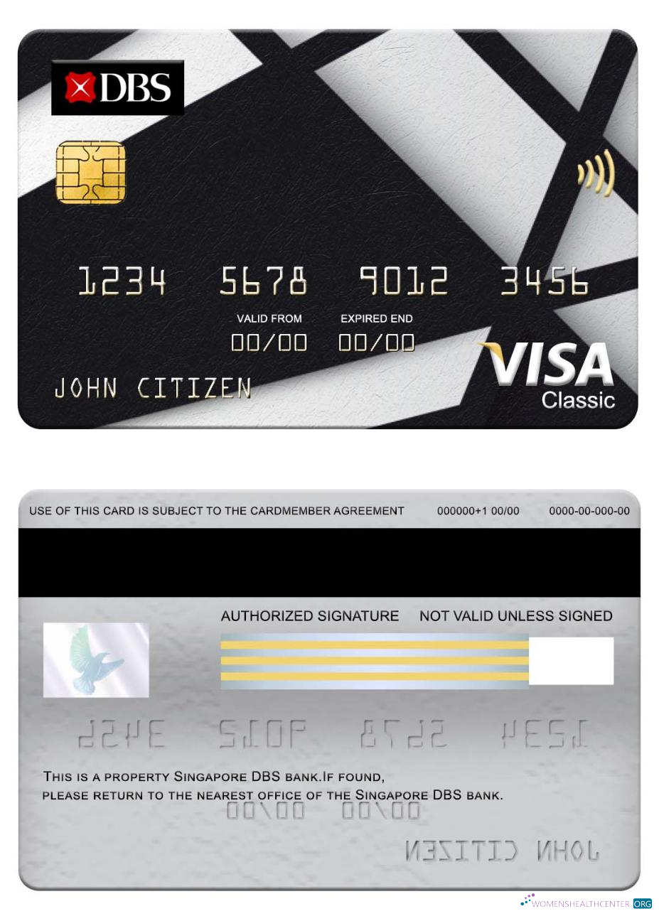 Realistische Herunterladen Singapur DBS Bank Visa Classic Karte Photoshop Vorlage