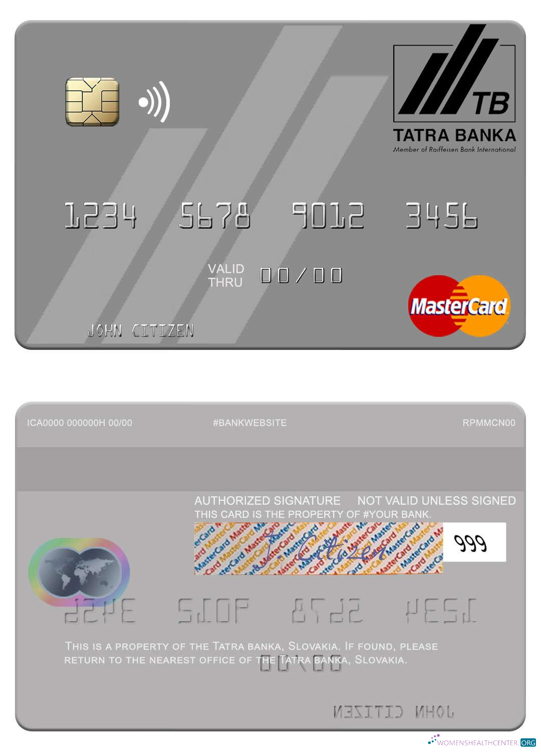 Hochwertige Herunterladen Slowakei Tatra Banka Mastercard Photoshop Vorlage