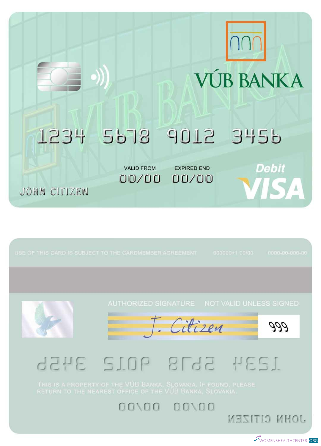 Editierbare Herunterladen Slowakei VÚB Banka Visa Debit Karte Photoshop Vorlage