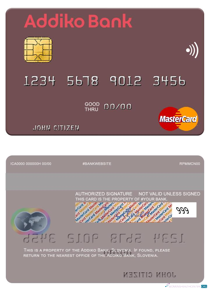 Editierbare Herunterladen Slowenien Addiko Bank Mastercard Photoshop Vorlage